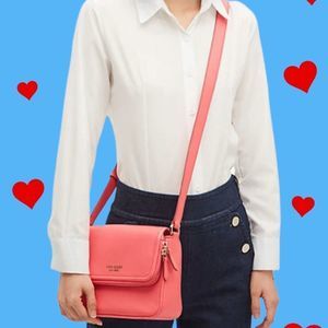 Kate Spade run around large flap crossbody  peach